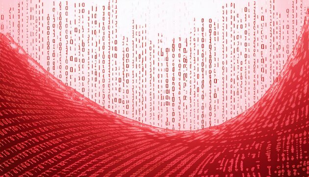 Red abstract white background overlay with binary code. Generated image