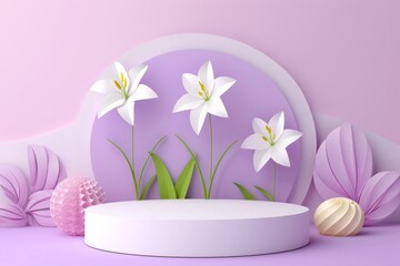 Lily with podium backdrop flower petal plant