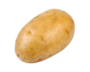 Fresh potato isolated on a clean white background, perfect for cutout images with transparent background for use in food, cooking, and product photography