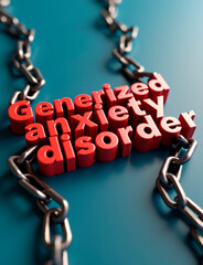 Generalized anxiety disorder concept as negative aspect of life, writen word Generalized Anxiety Disorder and chains, selective focus