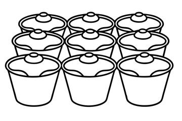 Pudding Cup Icon Set - Clean Vector Style