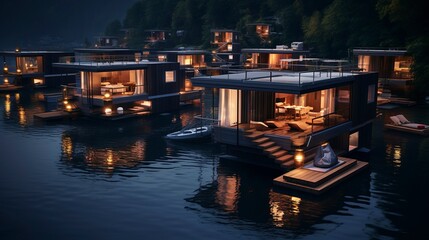A photo of a Modern Floating Village with Sleek design