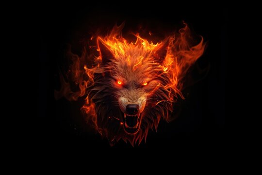 Wolf flame fire bonfire