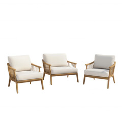 Obraz premium Stylish three-piece lounge chair set with soft cushions for comfortable seating.