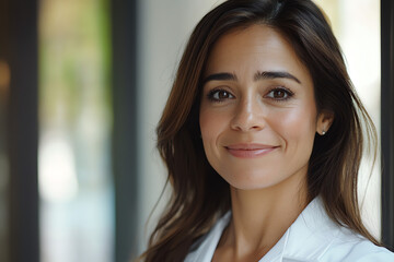 Fototapeta premium Smile and Confidence: A Portrait of a Young Woman in Professional Attire
