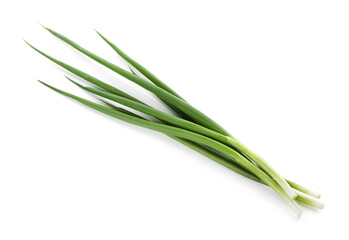 Fototapeta premium Fresh ripe green onions isolated on white