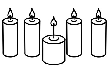 Simple Candle Line Art Elements set