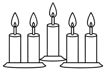 Simple Candle Line Art Elements set