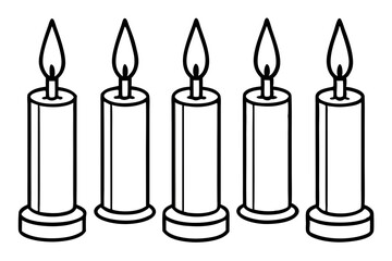 Simple Candle Line Art Elements set