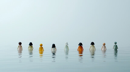 Dolls Floating in Water Creating a Dreamlike Atmosphere