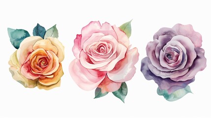 Elegant Watercolor Roses Floral Painting Vintage Design