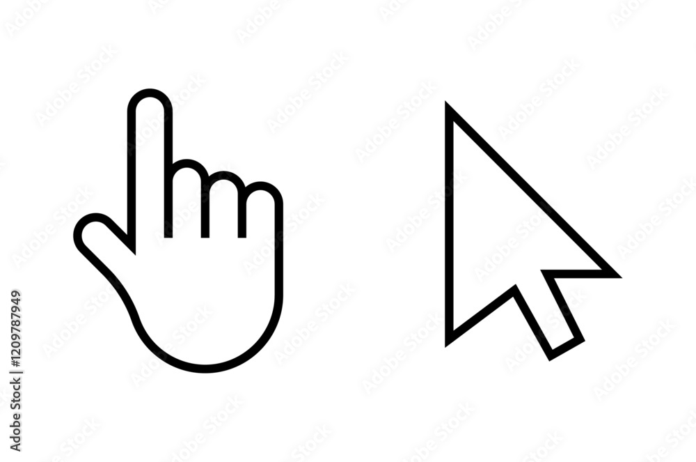 Poster hand pointer and arrow cursor icons