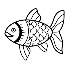 Fish toy icon in doodle style