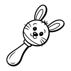 Doodle style icon of a cute bunny rattle