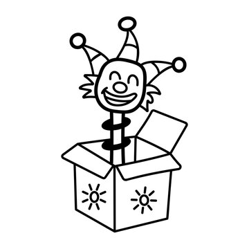 A hand drawn icon of a playful jacker box
