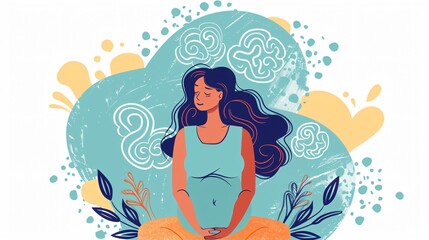 Pregnant Woman Stressed with Depression and Emotional Thoughts Concept Photo