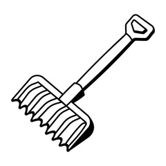 Hand drawn icon depicting a toy rake