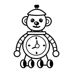 Cute toy time clock, doodle icon