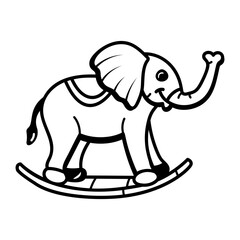 Cute rocking elephant, doodle style icon