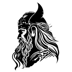 Viking Portrait &ndash; A Bold and Captivating Artwork Perfect for Norse Mythology Projects, Historical Illustrations, Themed Merchandise, and Viking-Inspired Designs. This Intricate and Powerful Depiction