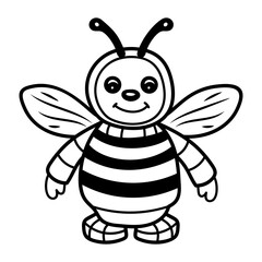 Cute honey bee toy, doodle icon