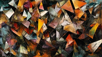 Abstract Oil Painting Geometric Shapes Composition