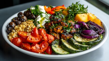 Grilled chicken & veggie bowl restaurant lunch