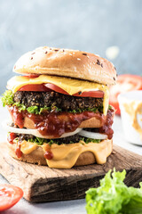 Grilled mashrooms, fresh vegetables and herbs vegetarian meal