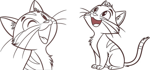 Cat lover carature bundle line art and illustrator eps