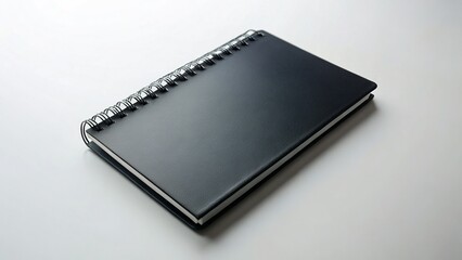 Black Notebook on White Background - Copy Space for Text or Design