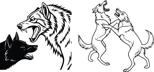 Dog lover character bundle line art and illustrator eps