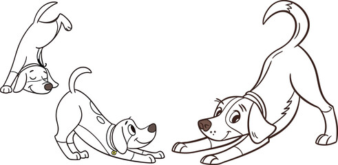 Dog lover character bundle line art and illustrator eps