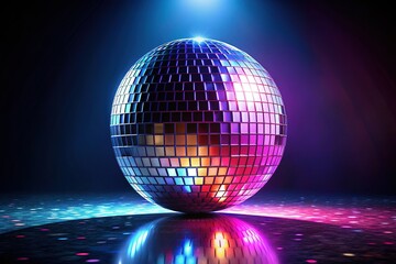 Disco Ball Silhouette, Isolated on Black Background - Stock Photo