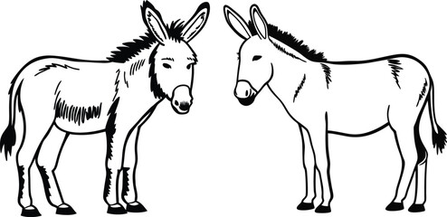 Donkey bundle line art and illustrator eps
