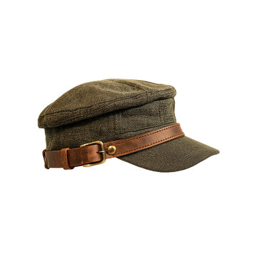 A vintage hunting cap isolated on transparent PNG.