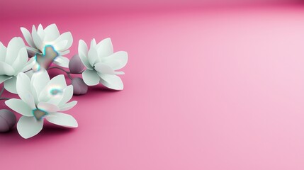 Fototapeta premium Elegant White Flowers on Pink Background