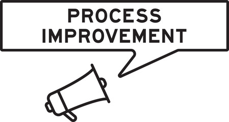 Megaphone icon with speech bubble in word process improvement on white background