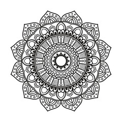 Indian flower mandala art with luxury circle frame transparent vintage circular pattern