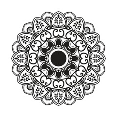 vector, contour, black and white illustration, adult coloring book, doodle style, oriental style, mandala, star, tatoo