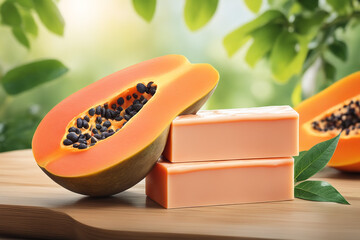 Photo natural Papaya soap with packaging

