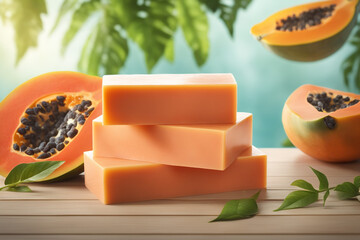 Photo natural Papaya soap with packaging
