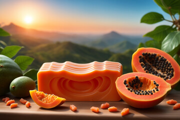 Photo natural Papaya soap with packaging
