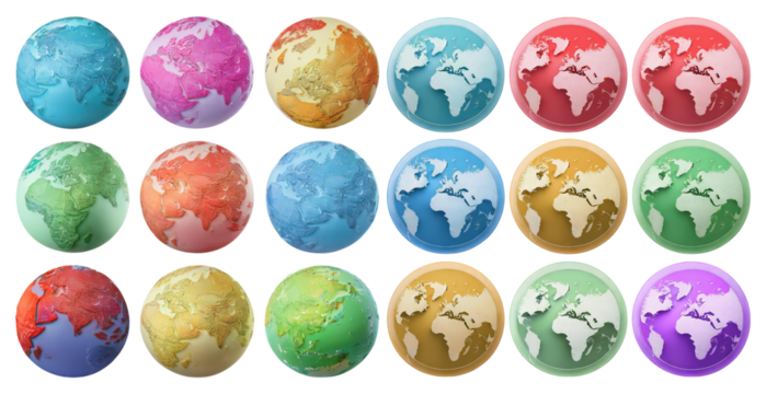 Colorful Earth Globes