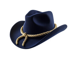 A unique navy blue cowboy hat made of felt material