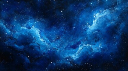 Obraz premium Bright cosmic blue with floating particles, abstract and luxurious, infinite and magical, calm and peaceful, high detail and ethereal atmosphere, vibrant reflections