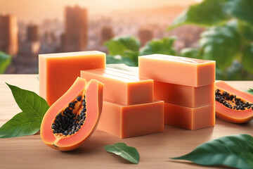 Photo natural Papaya soap with packaging