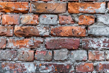 Close up of a rustic red brick wall texture