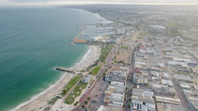 Popular Destination Of Geraldton Waterfront In Western Australia. Aerial Drone Shot