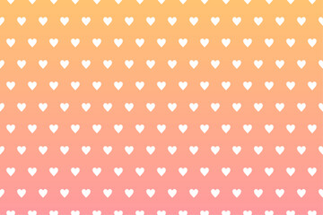 オレンジからピンクのグラデーション背景に白いハートパターン