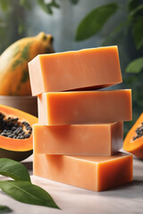 Photo natural Papaya soap with packaging